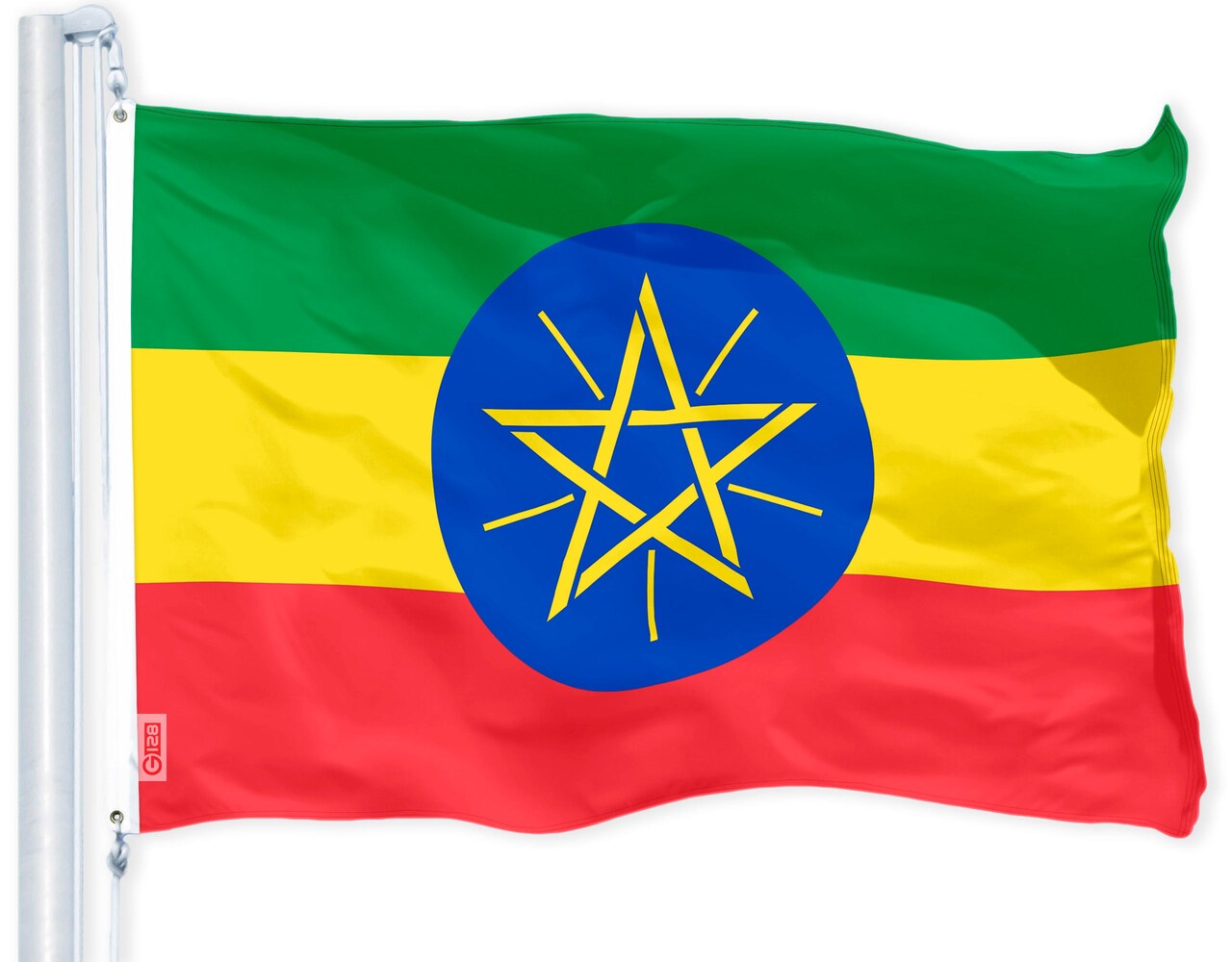 Ethiopia (Ethiopian) Flag | 3x5 feet | Printed 150D Indoor/Outdoor, Vibrant Colors, Brass Grommets, Quality Polyester, Much Thicker More Durable Than 100D 75D Polyester